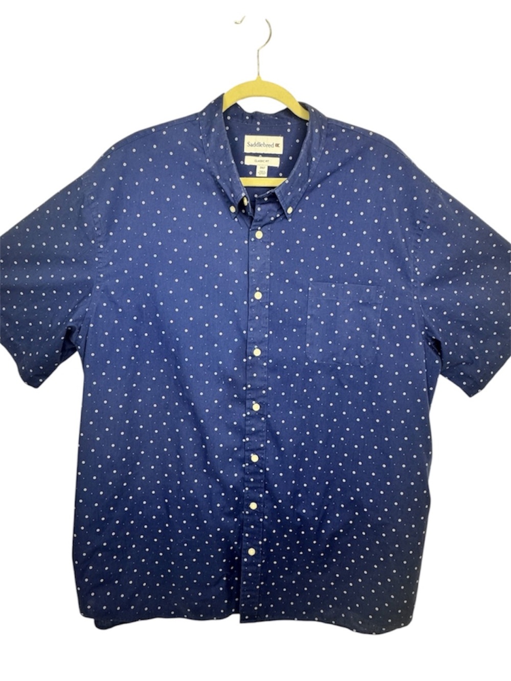 Saddlebred Navy Short-Sleeve Button-Down with White Dot Print